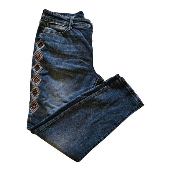 St John Bay Y2K Womens Size 14 Skinny Leg Denim Blue Jeans Embroidered Retro - Picture 1 of 8